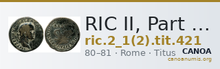 RIC II, Part 1 (second edition) Titus 421 — CANOA