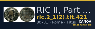 RIC II, Part 1 (second edition) Titus 421 — CANOA