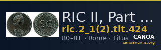 RIC II, Part 1 (second edition) Titus 424 — CANOA