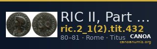 RIC II, Part 1 (second edition) Titus 432 — CANOA