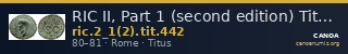 RIC II, Part 1 (second edition) Titus 442 — CANOA