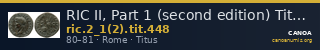 RIC II, Part 1 (second edition) Titus 448 — CANOA