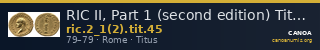 RIC II, Part 1 (second edition) Titus 45 — CANOA