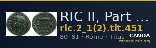 RIC II, Part 1 (second edition) Titus 451 — CANOA