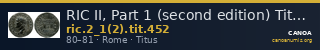 RIC II, Part 1 (second edition) Titus 452 — CANOA