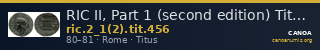 RIC II, Part 1 (second edition) Titus 456 — CANOA
