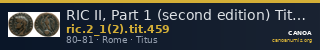 RIC II, Part 1 (second edition) Titus 459 — CANOA