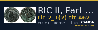 RIC II, Part 1 (second edition) Titus 462 — CANOA