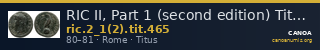 RIC II, Part 1 (second edition) Titus 465 — CANOA