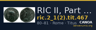 RIC II, Part 1 (second edition) Titus 467 — CANOA