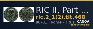 RIC II, Part 1 (second edition) Titus 468 — CANOA