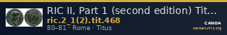 RIC II, Part 1 (second edition) Titus 468 — CANOA