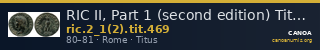 RIC II, Part 1 (second edition) Titus 469 — CANOA