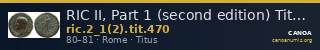 RIC II, Part 1 (second edition) Titus 470 — CANOA