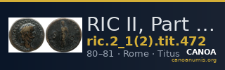 RIC II, Part 1 (second edition) Titus 472 — CANOA