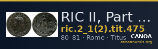 RIC II, Part 1 (second edition) Titus 475 — CANOA