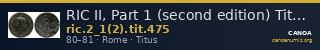 RIC II, Part 1 (second edition) Titus 475 — CANOA