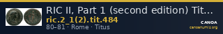 RIC II, Part 1 (second edition) Titus 484 — CANOA
