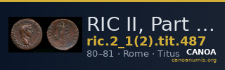 RIC II, Part 1 (second edition) Titus 487 — CANOA