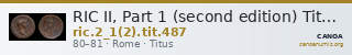 RIC II, Part 1 (second edition) Titus 487 — CANOA