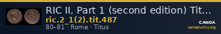 RIC II, Part 1 (second edition) Titus 487 — CANOA