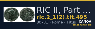 RIC II, Part 1 (second edition) Titus 495 — CANOA