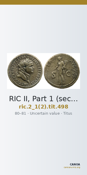 RIC II, Part 1 (second edition) Titus 498 — CANOA