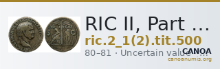 RIC II, Part 1 (second edition) Titus 500 — CANOA