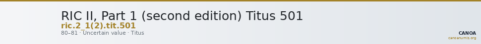 RIC II, Part 1 (second edition) Titus 501 — CANOA