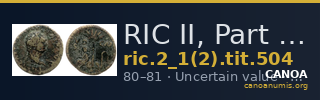 RIC II, Part 1 (second edition) Titus 504 — CANOA