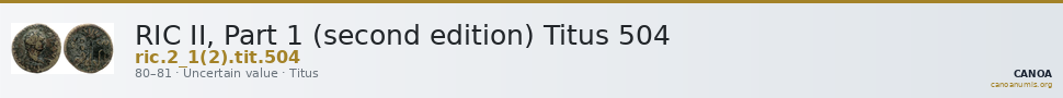 RIC II, Part 1 (second edition) Titus 504 — CANOA