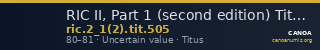 RIC II, Part 1 (second edition) Titus 505 — CANOA