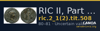 RIC II, Part 1 (second edition) Titus 508 — CANOA