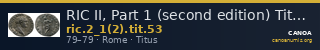 RIC II, Part 1 (second edition) Titus 53 — CANOA