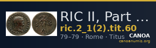 RIC II, Part 1 (second edition) Titus 60 — CANOA