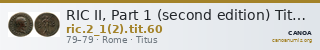 RIC II, Part 1 (second edition) Titus 60 — CANOA