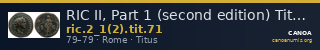 RIC II, Part 1 (second edition) Titus 71 — CANOA