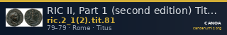 RIC II, Part 1 (second edition) Titus 81 — CANOA