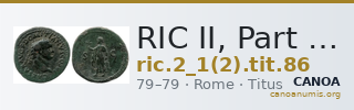 RIC II, Part 1 (second edition) Titus 86 — CANOA