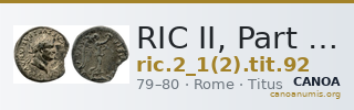 RIC II, Part 1 (second edition) Titus 92 — CANOA