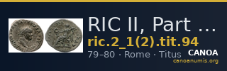 RIC II, Part 1 (second edition) Titus 94 — CANOA