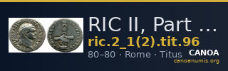 RIC II, Part 1 (second edition) Titus 96 — CANOA