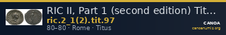 RIC II, Part 1 (second edition) Titus 97 — CANOA