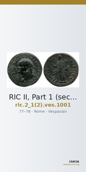 RIC II, Part 1 (second edition) Vespasian 1001 — CANOA