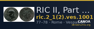 RIC II, Part 1 (second edition) Vespasian 1001 — CANOA