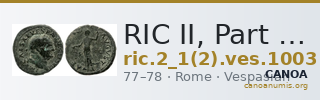 RIC II, Part 1 (second edition) Vespasian 1003 — CANOA