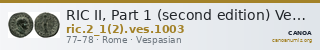 RIC II, Part 1 (second edition) Vespasian 1003 — CANOA