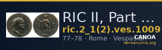 RIC II, Part 1 (second edition) Vespasian 1009 — CANOA