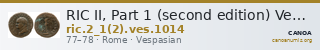 RIC II, Part 1 (second edition) Vespasian 1014 — CANOA