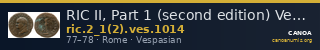 RIC II, Part 1 (second edition) Vespasian 1014 — CANOA